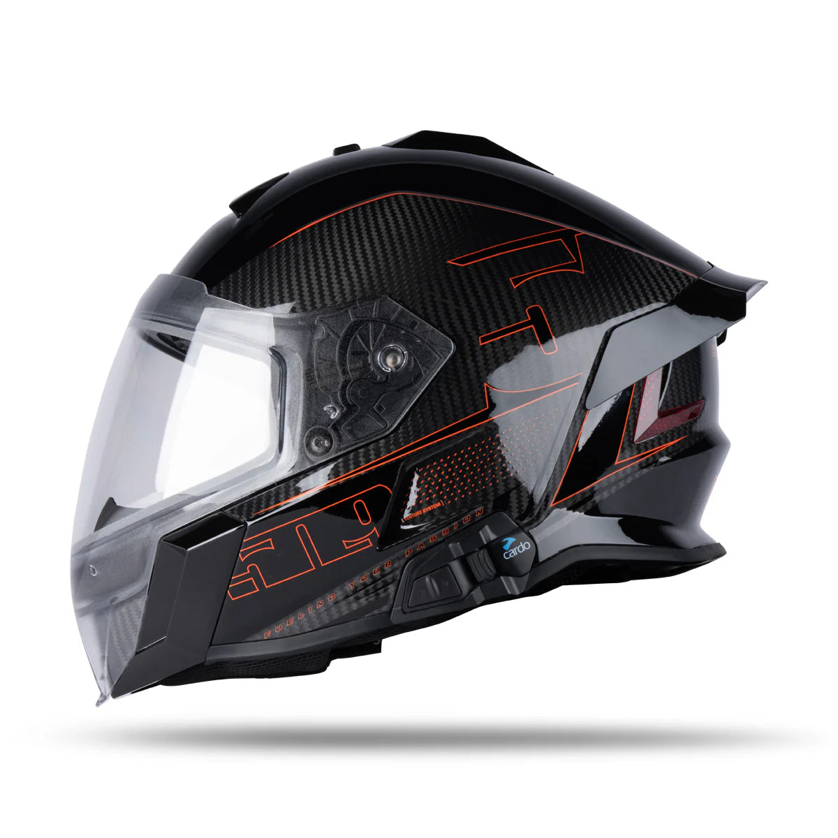 commander char motorcycle helmet Mach V Carbon Blacktop / LG A wide field of view Mach V Carbon Commander Helmet