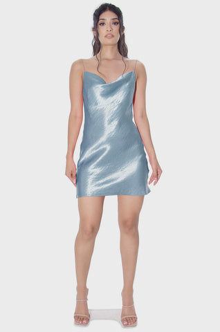 SATIN COWL NECK DRESS
