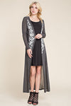 LS DUSTER CARDIGAN WITH PRINT AND STONE DETAILS