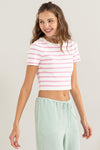Striped Short Sleeve Crop