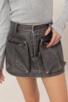 DISTRESSED PLEATHER SKIRT