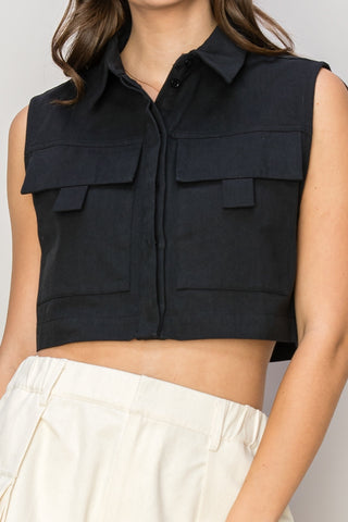 CROP DENIM VEST