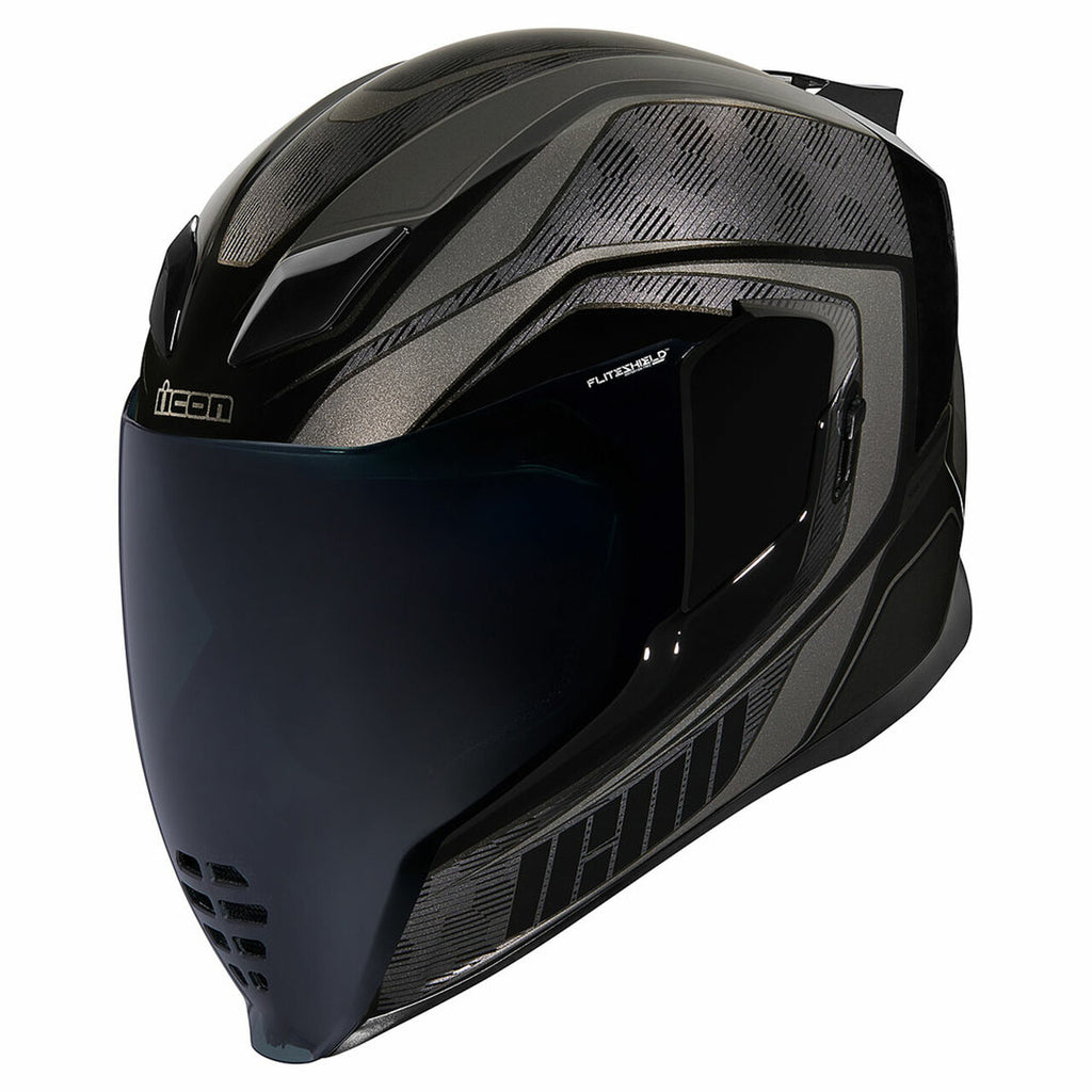 icon airflite helmet on rider side view ICON Airflite Rubatone Black Full Face Helmet M